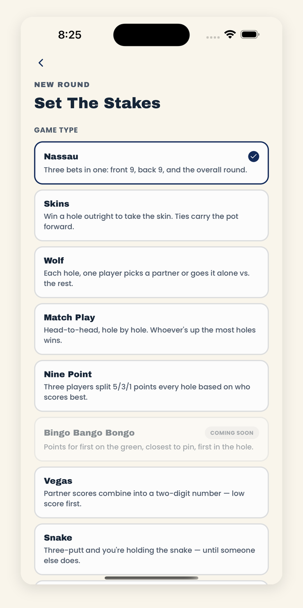 The 12-game picker in the Buddies Bet Tracker app